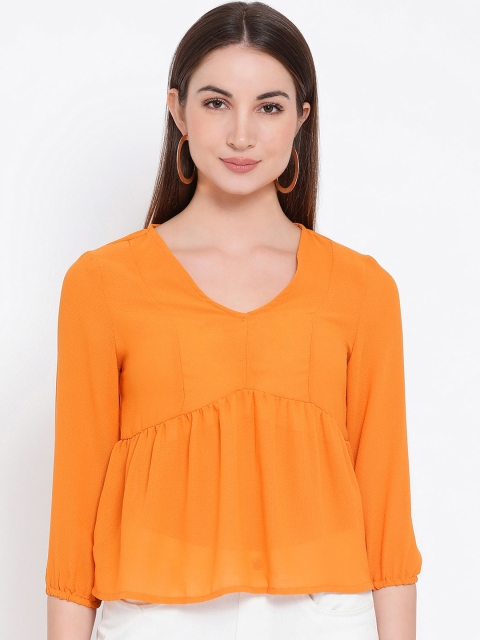 

Oxolloxo Women Orange Solid Empire Top