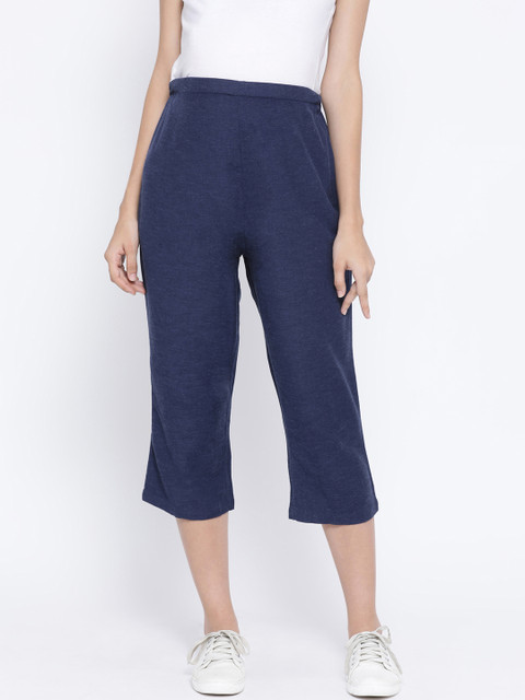 

Oxolloxo Women Navy Blue Mom Fit Solid Regular Trousers