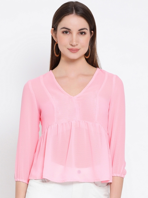

Oxolloxo Women Pink Solid Empire Top
