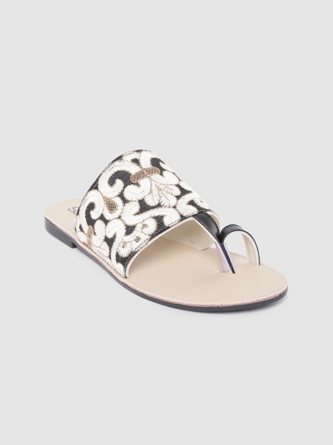 

Street Style Store Women White & Black Embroidered One Toe Flats
