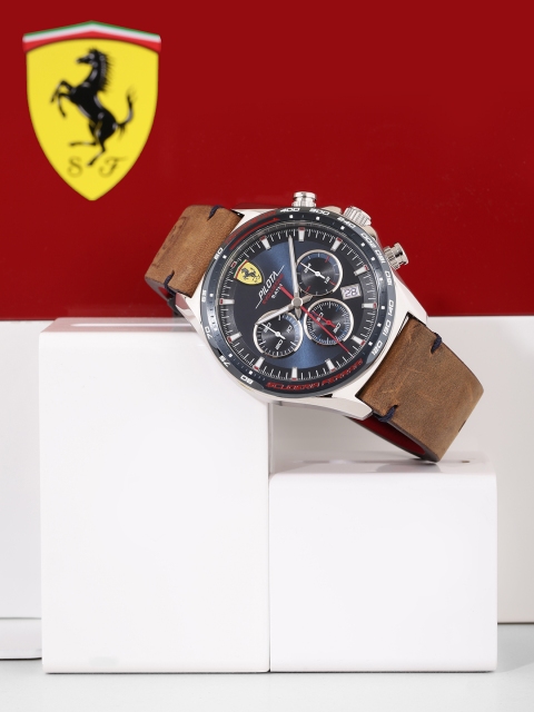 

SCUDERIA FERRARI Men Blue Dial & Brown Leather Straps Pilota Evo Analogue Watch 0830711