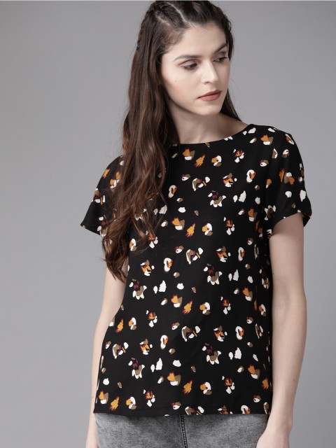 

Roadster Women Black & White Printed Top