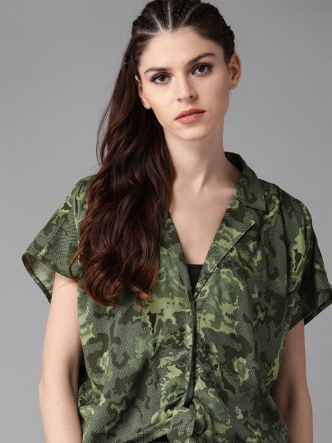 

Roadster Women Green Camouflage Printed Casual Shirt