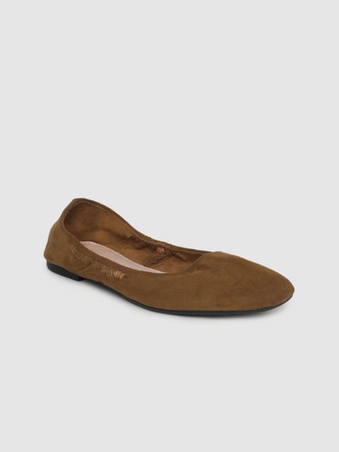 

Inc 5 Women Tan Brown Solid Suede Ballerinas