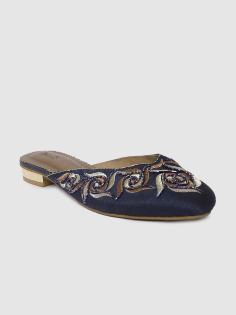 

Inc 5 Women Navy Blue Embellished Mojaris