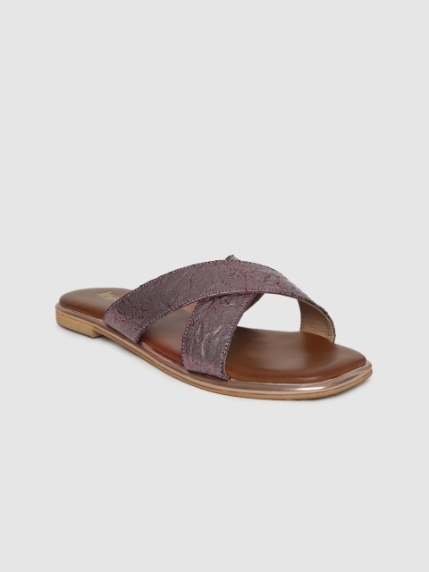 

Inc 5 Women Gun Metal-Toned Solid Open Toe Flats, Grey