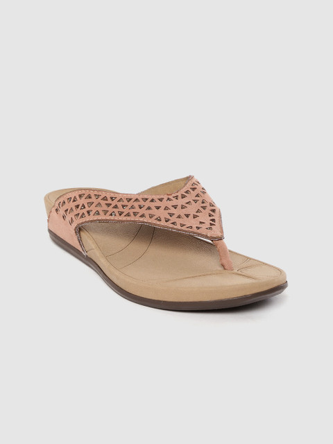 

Inc 5 Women Peach-Coloured Laser Cut Open Toe Flats with Embellished Detail