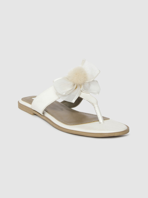 

Inc 5 Women White Embellished Open Toe Flats