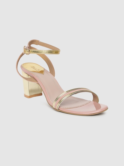 

Inc 5 Women Pink & Gold-Toned Solid Open Toe Heels