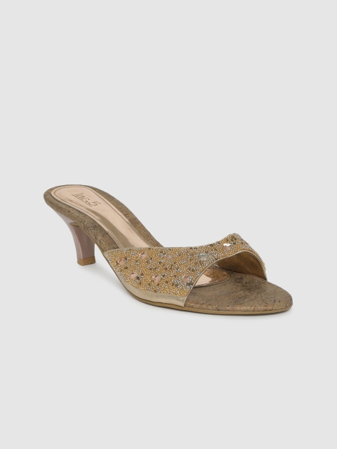

Inc 5 Women Gold-Toned Embellished Mules