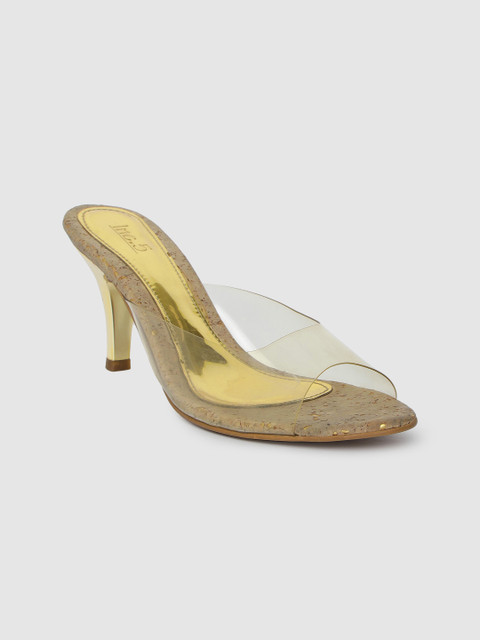

Inc 5 Women Gold-Toned Solid Peep Toe Heels