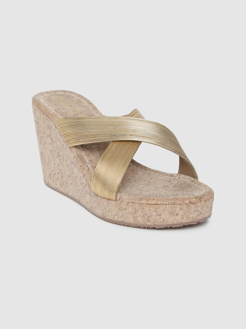 

Inc 5 Women Gold-Toned Textured Wedge Sandals