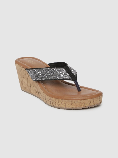 

Inc 5 Women Silver-Toned & Black Embellished Sandals