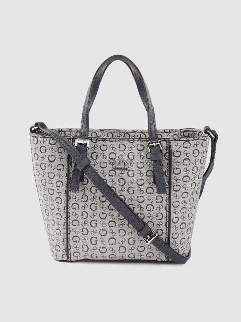 

GUESS Grey & Black Printed Handheld Bag