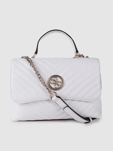 

GUESS White Quilted Satchel