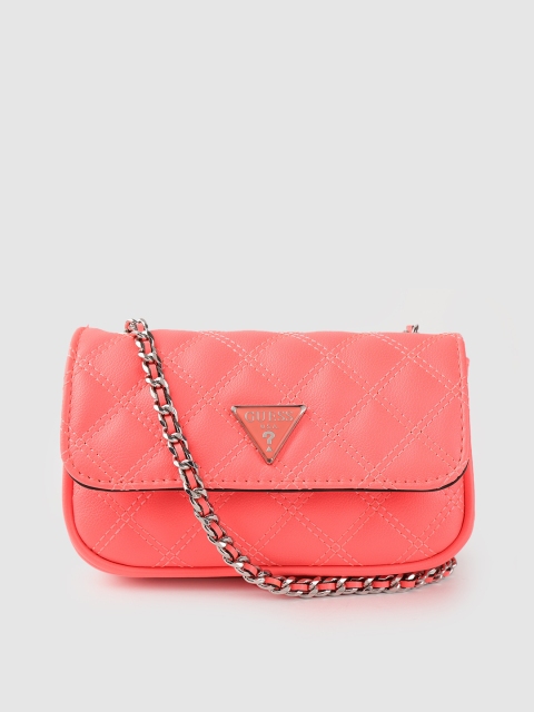 

GUESS Neon Orange Quilted Sling Bag, Coral