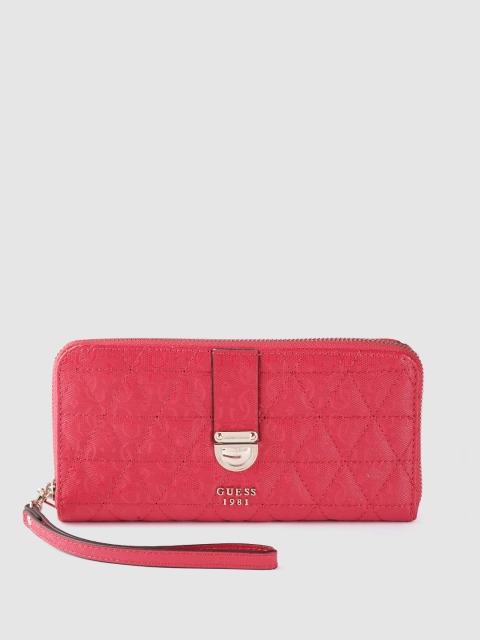 

GUESS Women Pink Quilted Zip Around Wallet