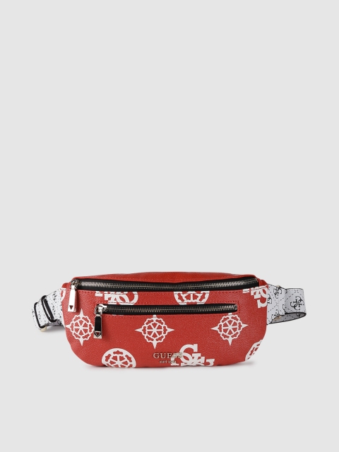 

GUESS Women Red & White Printed Fanny Pack