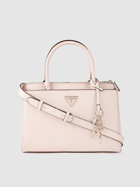 

GUESS Pink Croc Pattern Handheld Bag