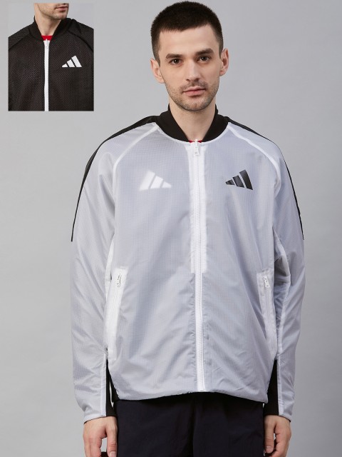 

ADIDAS Men White & Black Reversible VRCT Oversize Solid Bomber Jacket