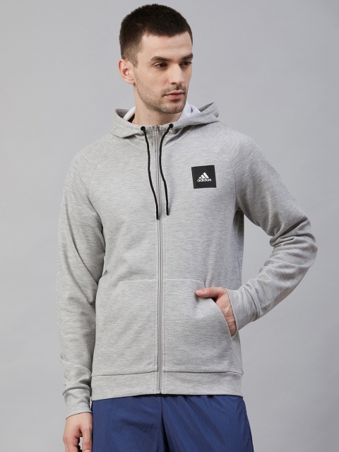 

Adidas Men Grey Melange Must Haves Stadium Solid Hooded Sweatshirt