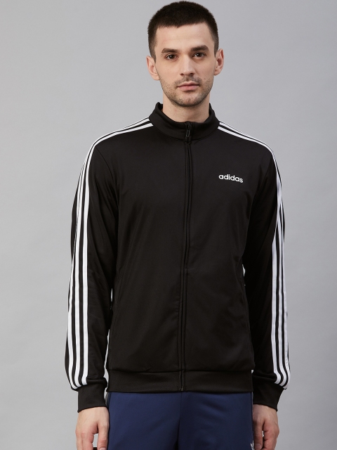 

ADIDAS Men Black Essentials 3-Stripes Tricot Solid Track Training Jacket