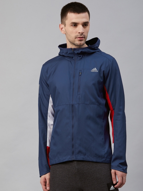 

Adidas Men Navy Blue Own The Run Solid Running Hooded Jacket