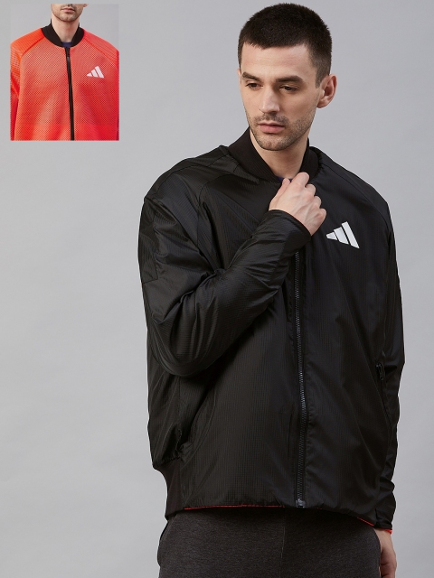

Adidas Men Black & Orange VRCT Oversize Printed Reversible Jacket