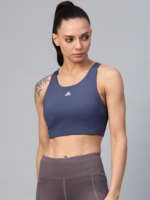 

ADIDAS Women Navy Blue Solid Ultimate Alpha Training Bra FJ7282-TECIND