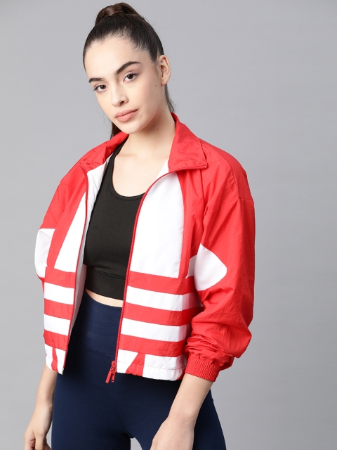 

ADIDAS Originals Women Red & White Striped Large Logo Track Jacket