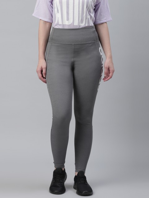 

ADIDAS Women Charcoal Grey Solid Inspired Designed 2 Move High-Rise Logo Tights
