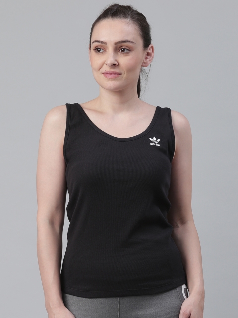 

ADIDAS Originals Women Red Ribbed Tank Top, Black