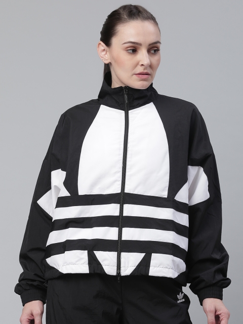 

ADIDAS Originals Women Black & White Large Brand Logo Track Jacket