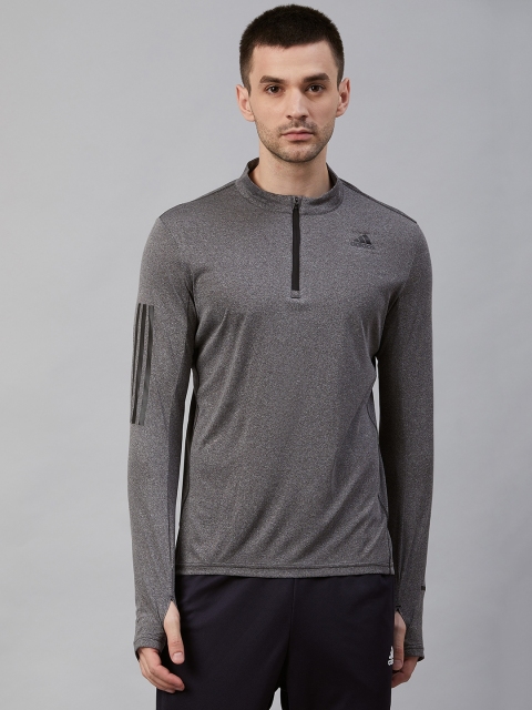 

ADIDAS Men Charcoal Grey OT Response 1/2 Zip Solid Running T-Shirt