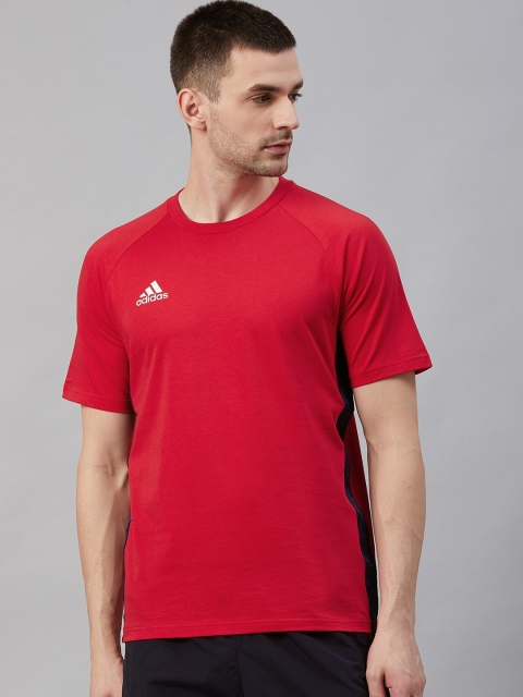 

ADIDAS Men Red Tan Tape Football Solid T-Shirt