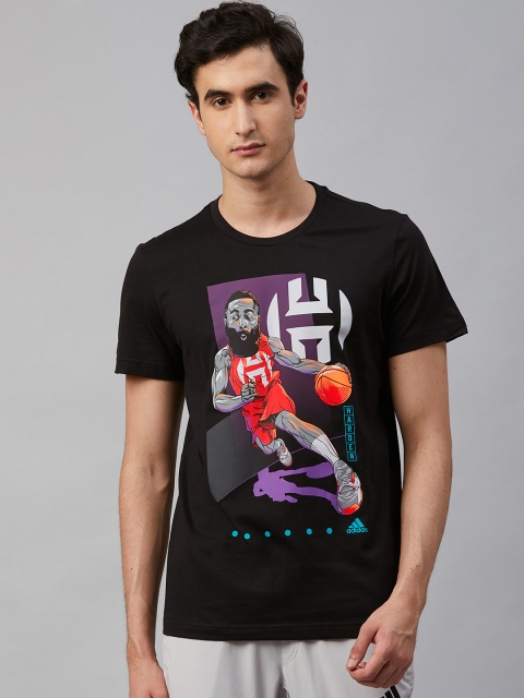 

ADIDAS Men Black & Orange Harden Drive Geek Up Printed Basketball T-Shirt