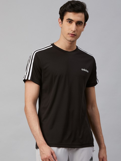 

ADIDAS Men Black Designed 2 Move 3-Stripes Solid Round Neck Training T-shirt