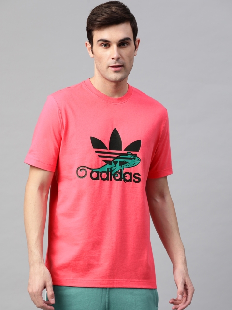 

ADIDAS Originals Men Pink Logo Print Round Neck T-shirt