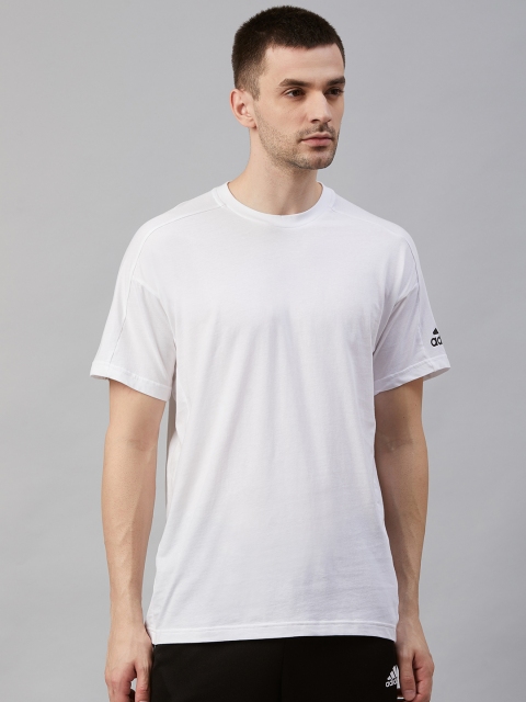 

ADIDAS Men White Solid Must Haves Round Neck T-shirt