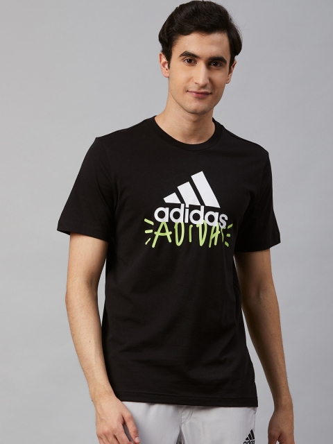 

ADIDAS Men Black Printed Doodle Basic Badge of Sport Round Neck T-shirt
