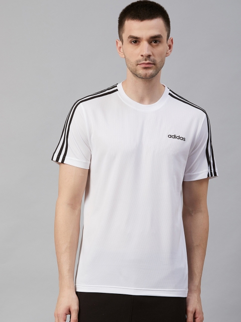 

Adidas Men White Solid Designed 2 Move 3-Stripes Tee