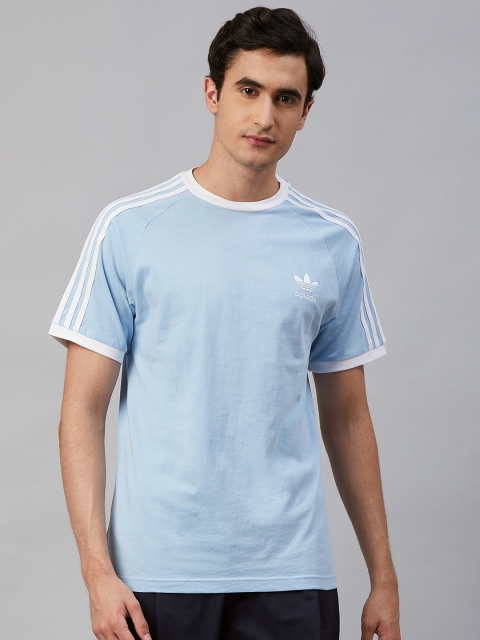 

ADIDAS Originals Men Blue 3 Stripes Slim Fit Round Neck T-Shirt