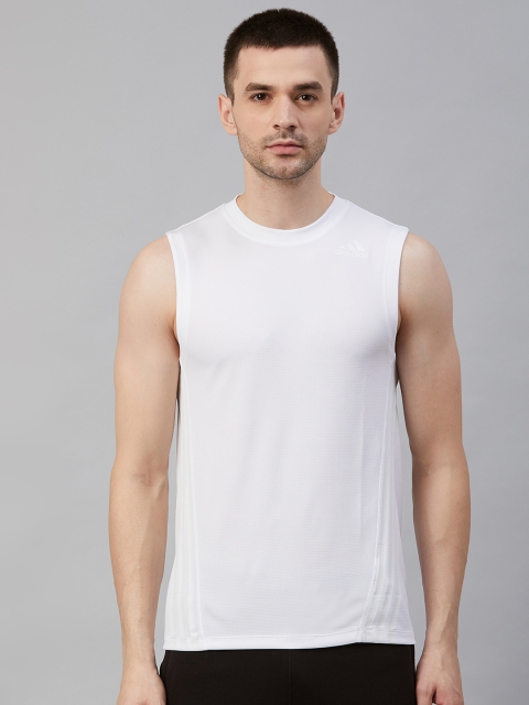 

Adidas Men White Solid Training Aeroready 3-Stripes Tee
