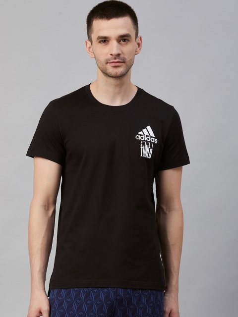 

Adidas Men Black Solid Basketball Stay Tuned Tee