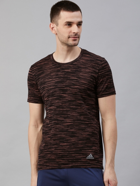 

ADIDAS Men Black & Beige Striped 25/7 Code Running T-Shirt