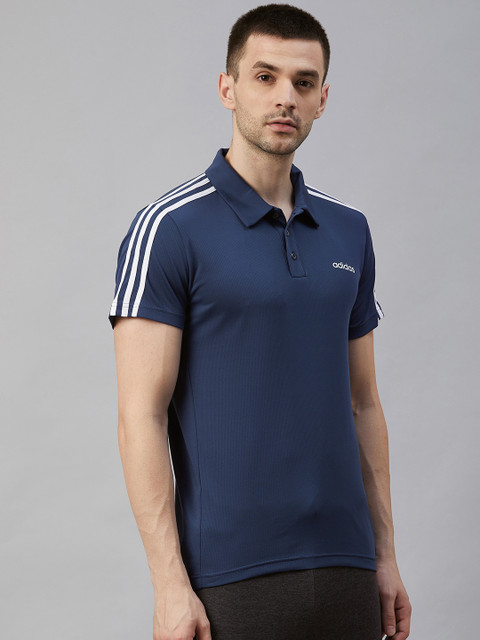 

ADIDAS Men Navy D2M 3S PO Solid Polo Collar T-shirt, Navy blue