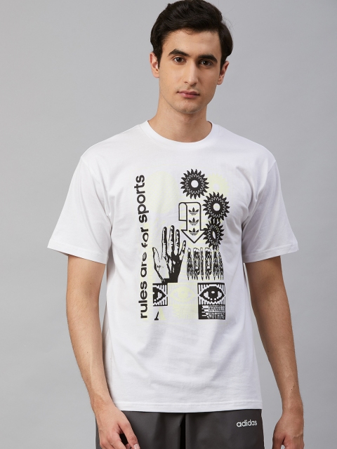 

ADIDAS Originals Men White & Black Hand Drip Printed Round Neck T-shirt