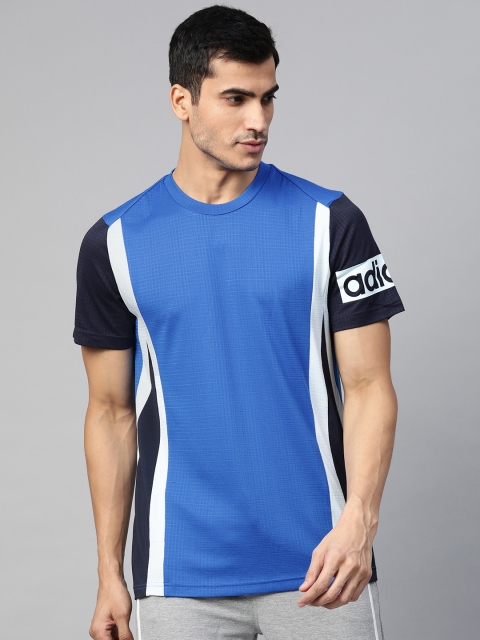 

ADIDAS Men Blue Clima Colourblocked Round Neck T-shirt