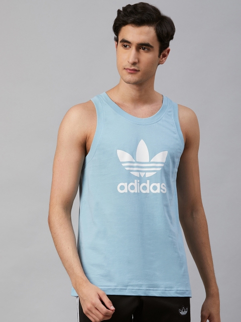 

ADIDAS Originals Men Blue & White Trefoil Tank Printed Round Neck T-shirt