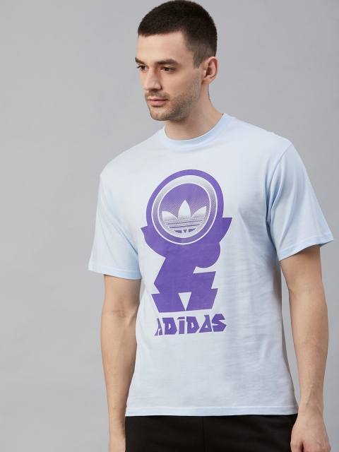 

ADIDAS Unisex Blue & Purple Forsut Brand Logo Print Round Neck T-shirt